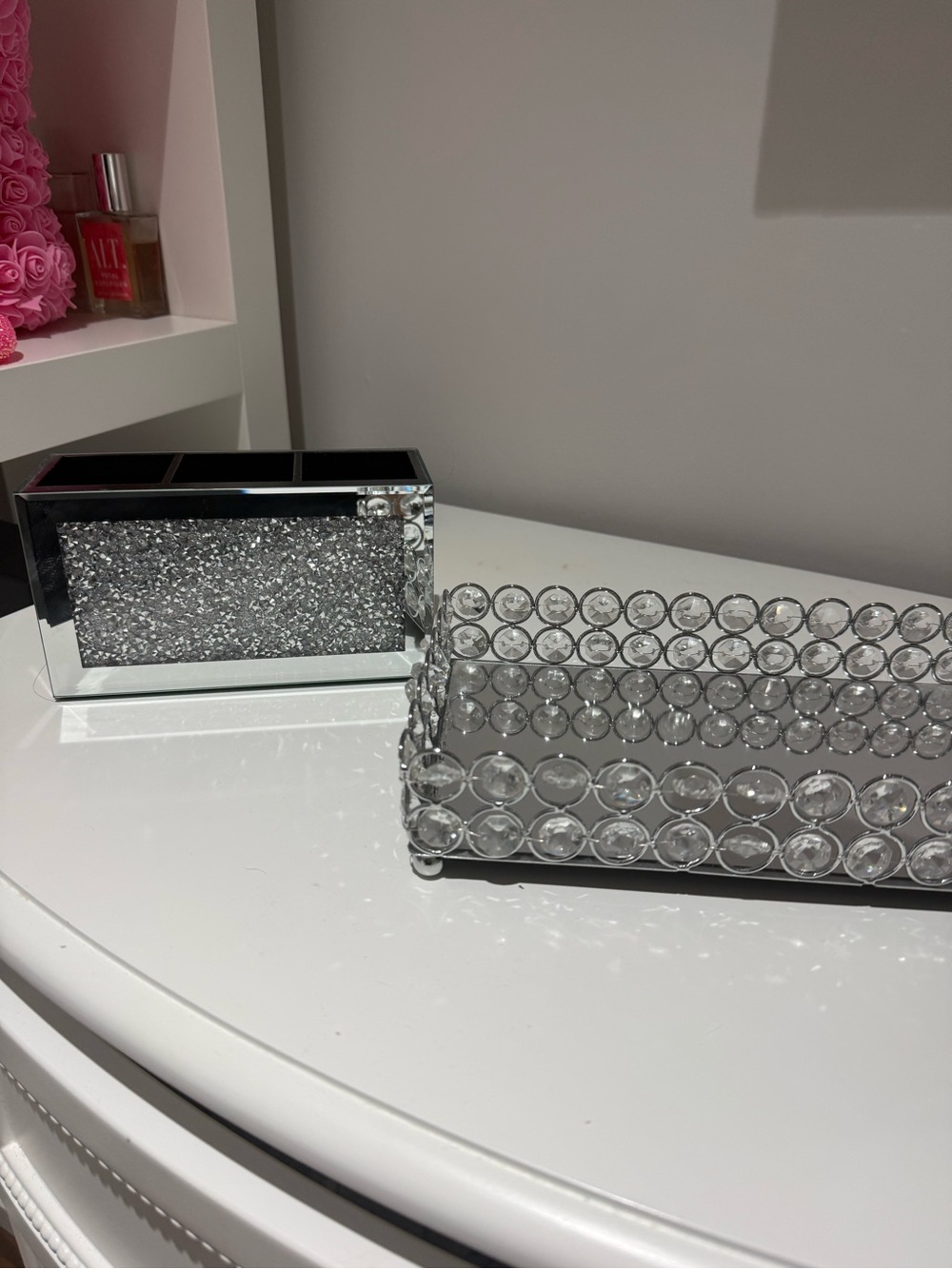 Crystal Accent Vanity Tray and Makeup brush set